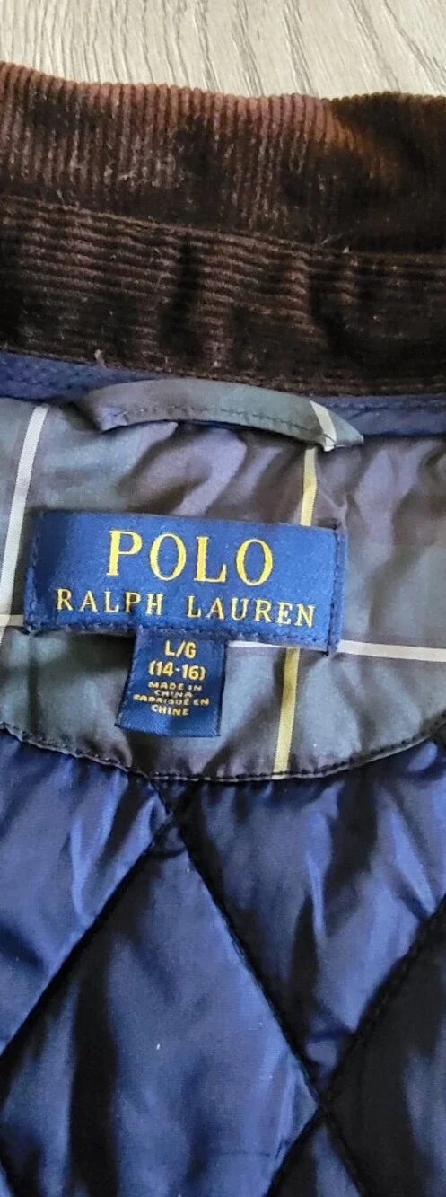 Kids Polo Ralph Lauren Quilted Plaid Jacket Tartan Plaid Sz L 14/16 Boys Girls